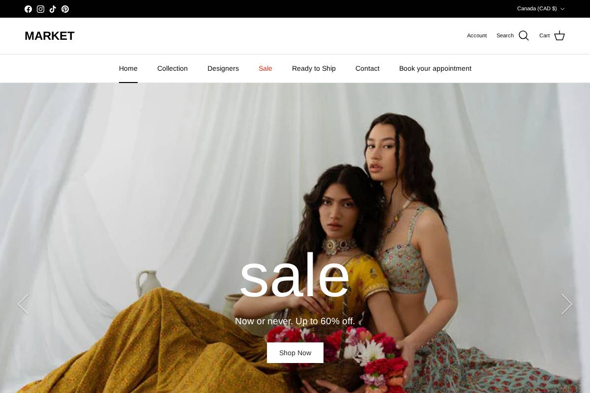 marketclothing.ca homepage screenshot