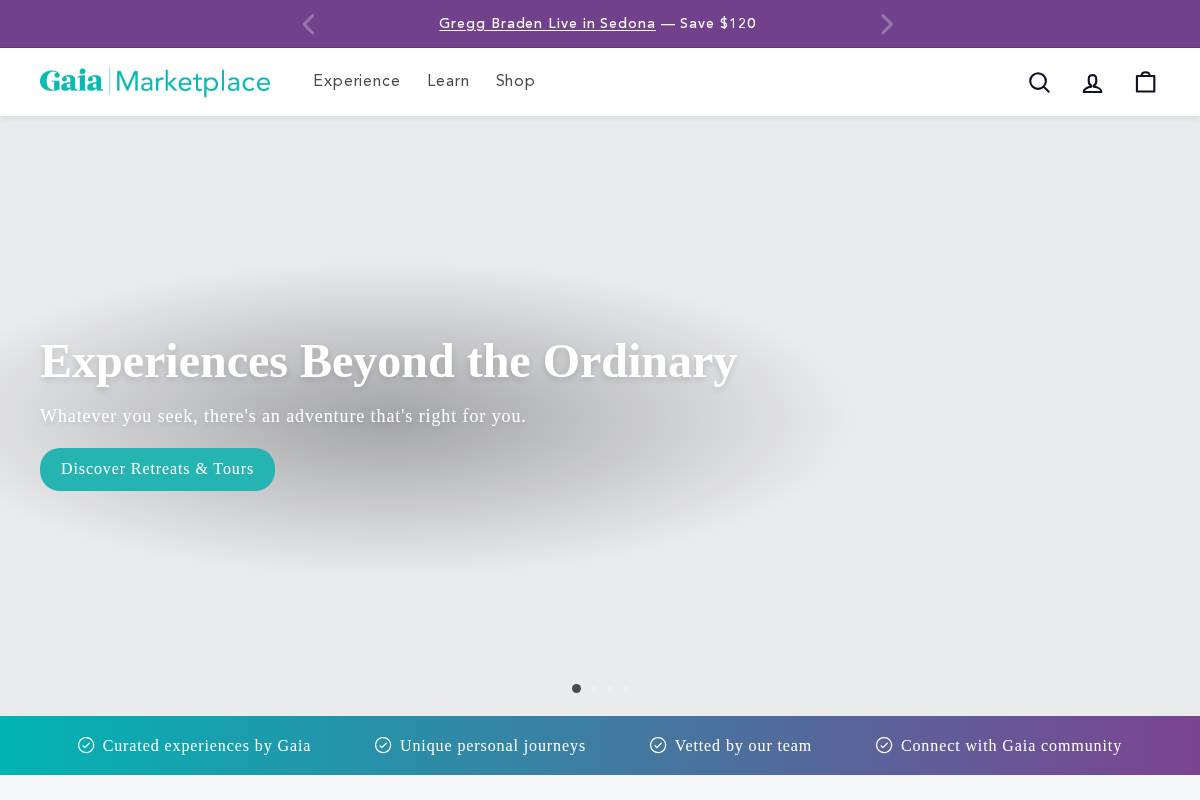 marketplace.gaia.com homepage screenshot