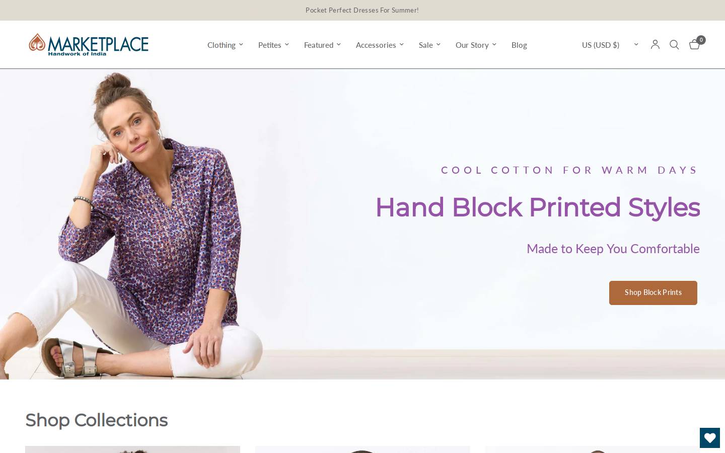 MarketPlace: Handwork of India homepage screenshot
