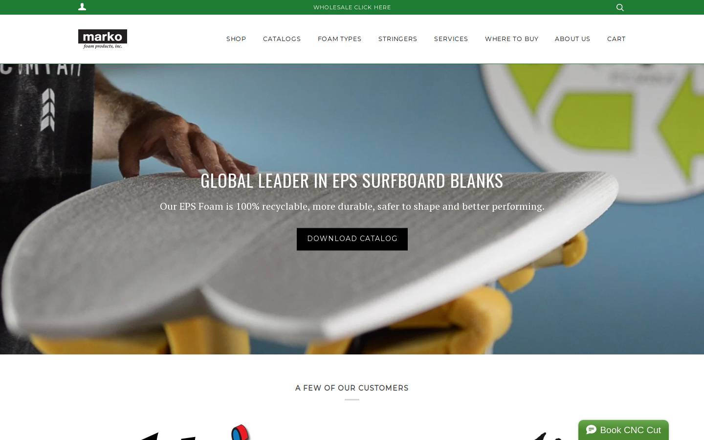 markofoamblanks.com homepage screenshot