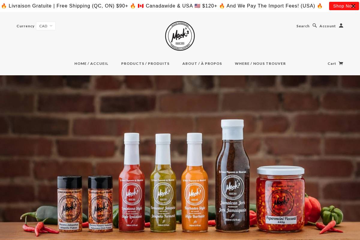 markshotsauce.com homepage screenshot