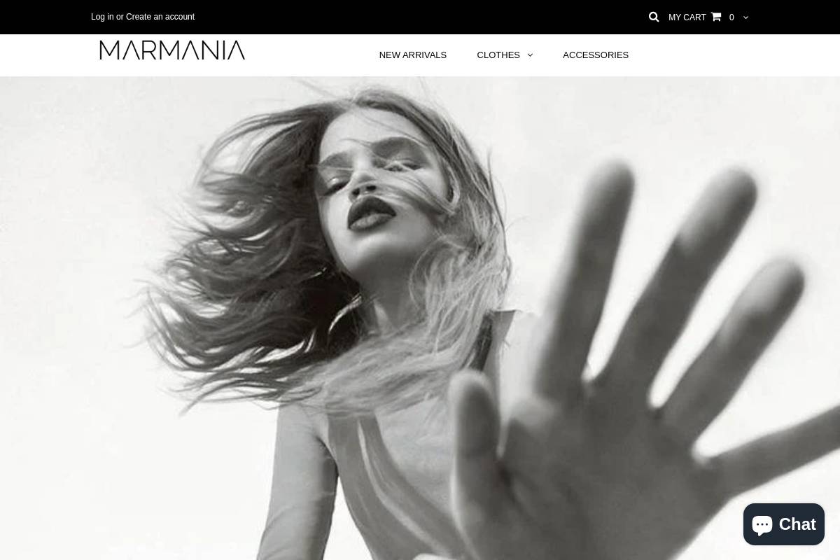 marmaniaclothing.com homepage screenshot