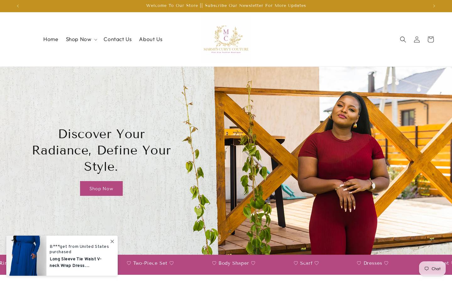 marmiscurvycouture.com homepage screenshot