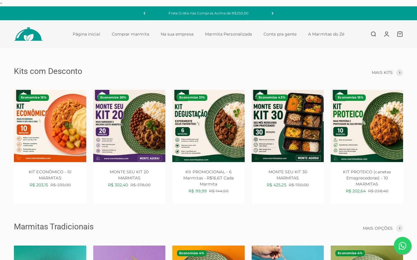 marmitasdoze.com homepage screenshot