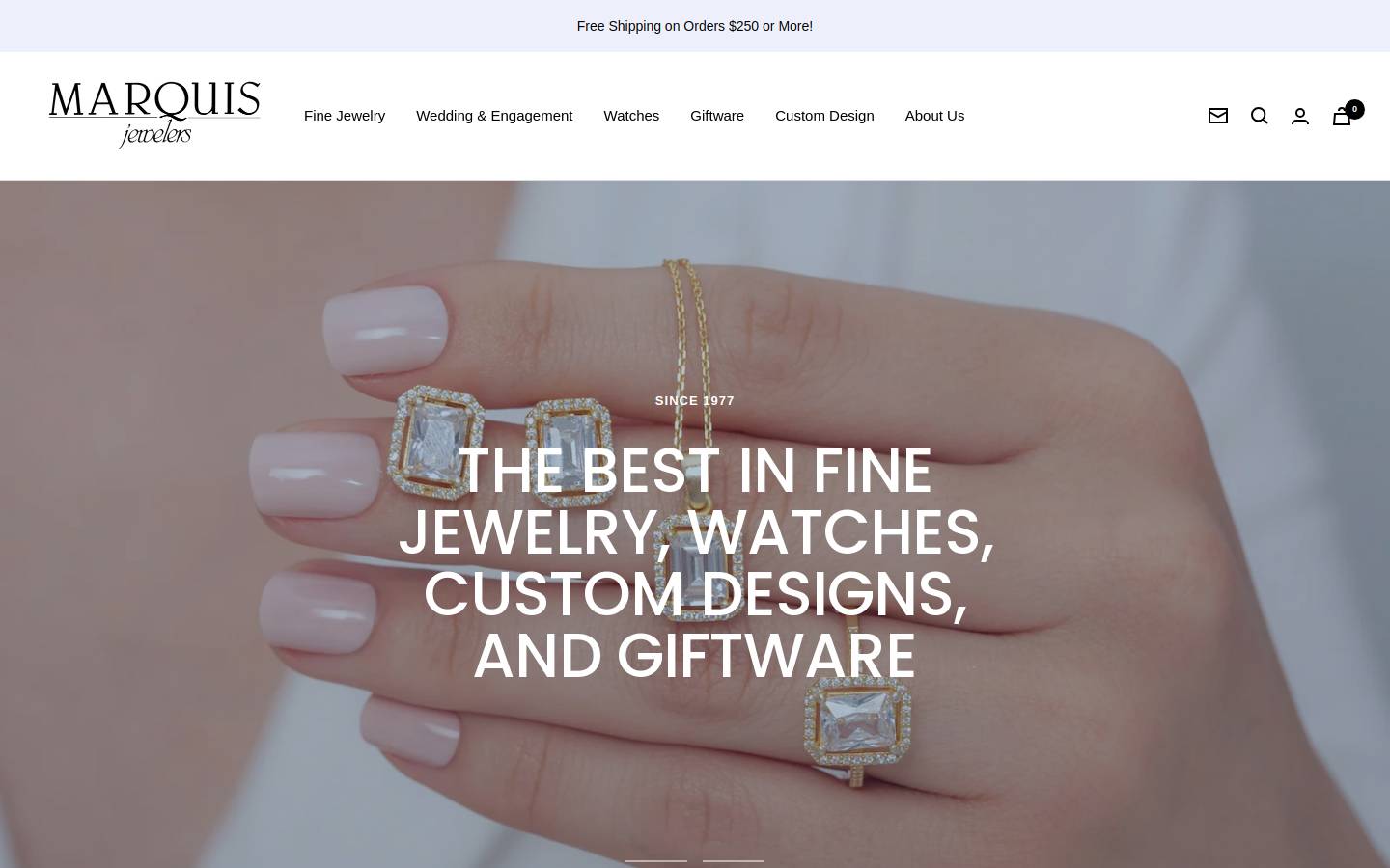 marquisjewelers.com homepage screenshot