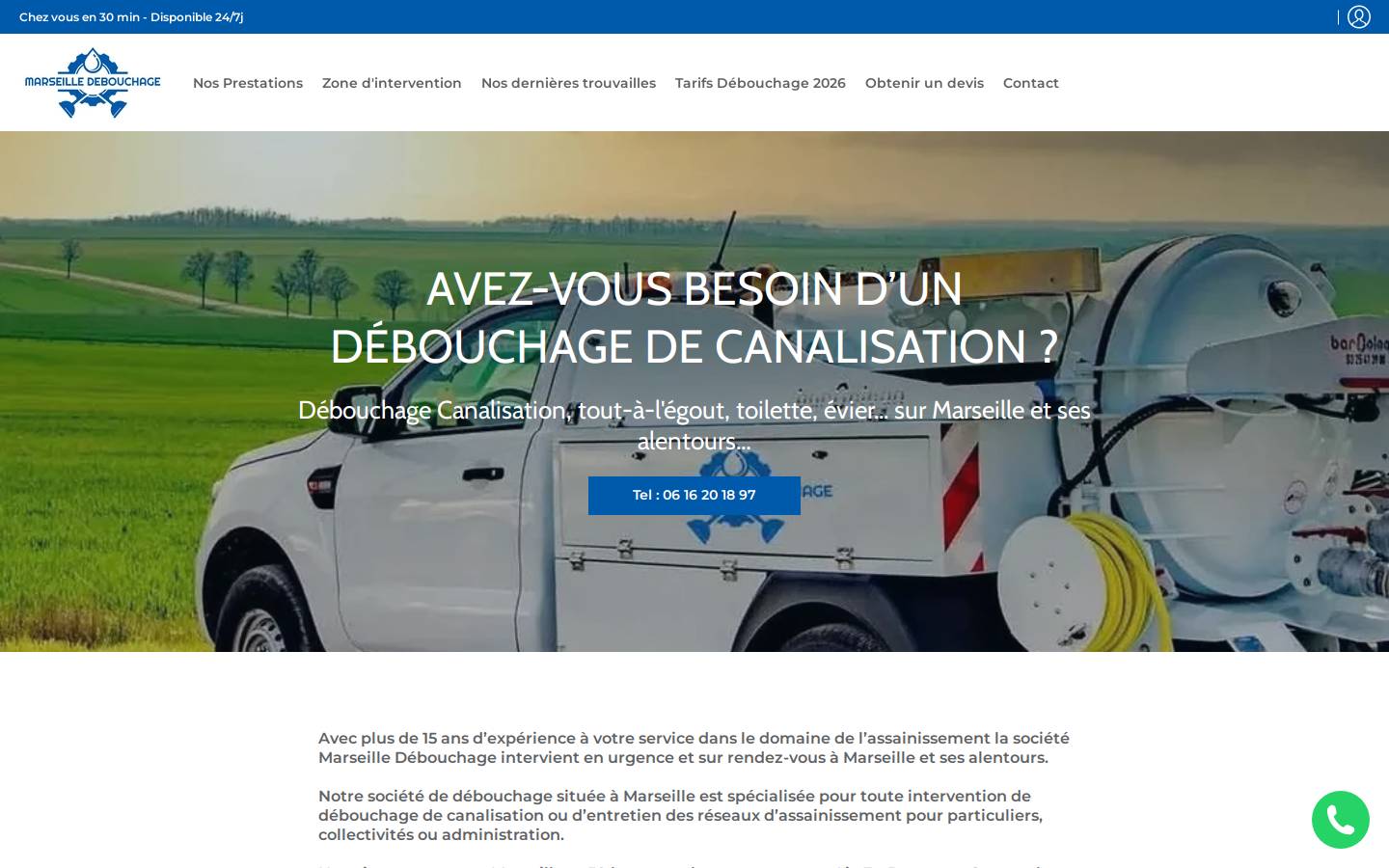 marseille-debouchage.fr homepage screenshot