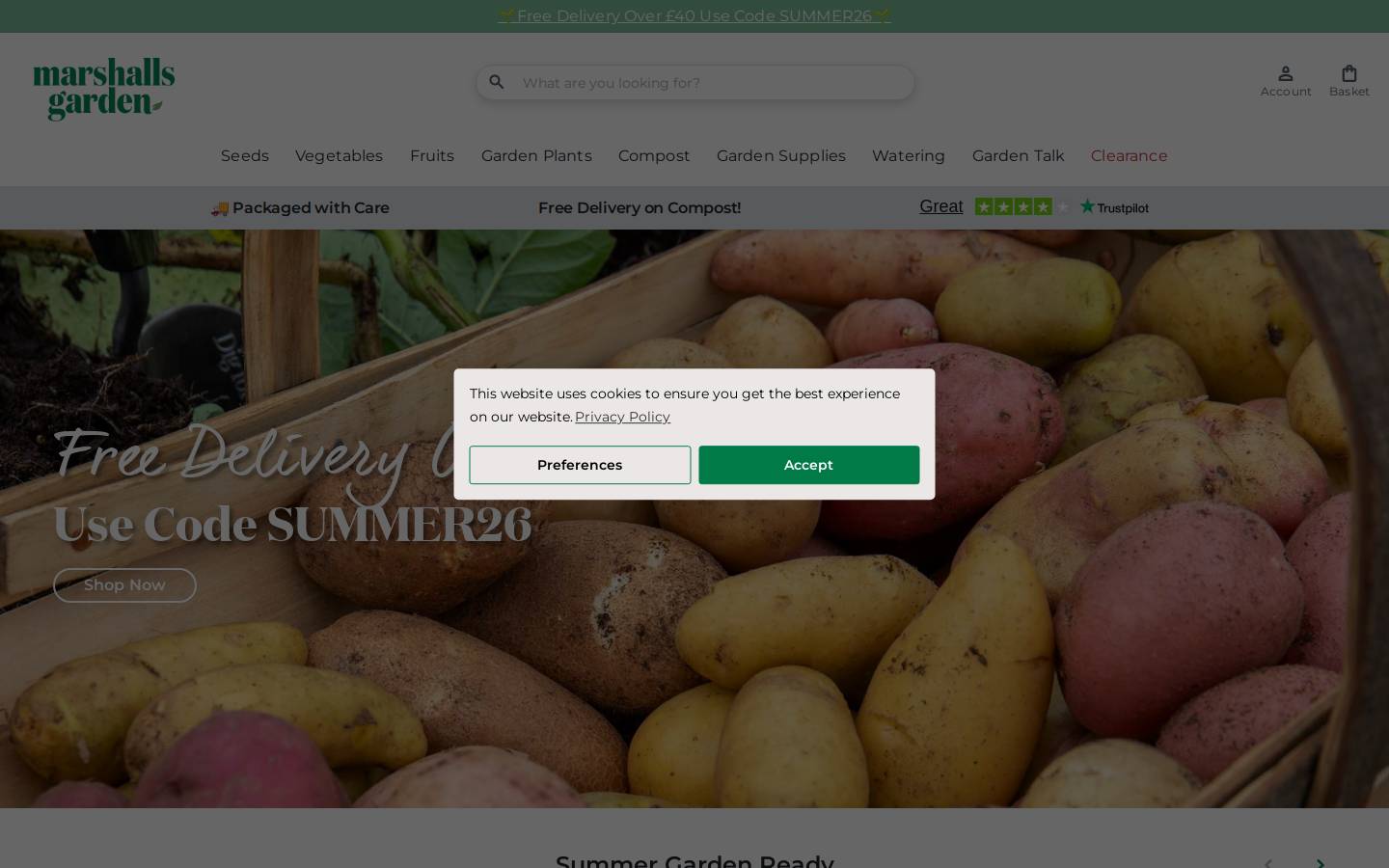 Marshalls Garden homepage screenshot