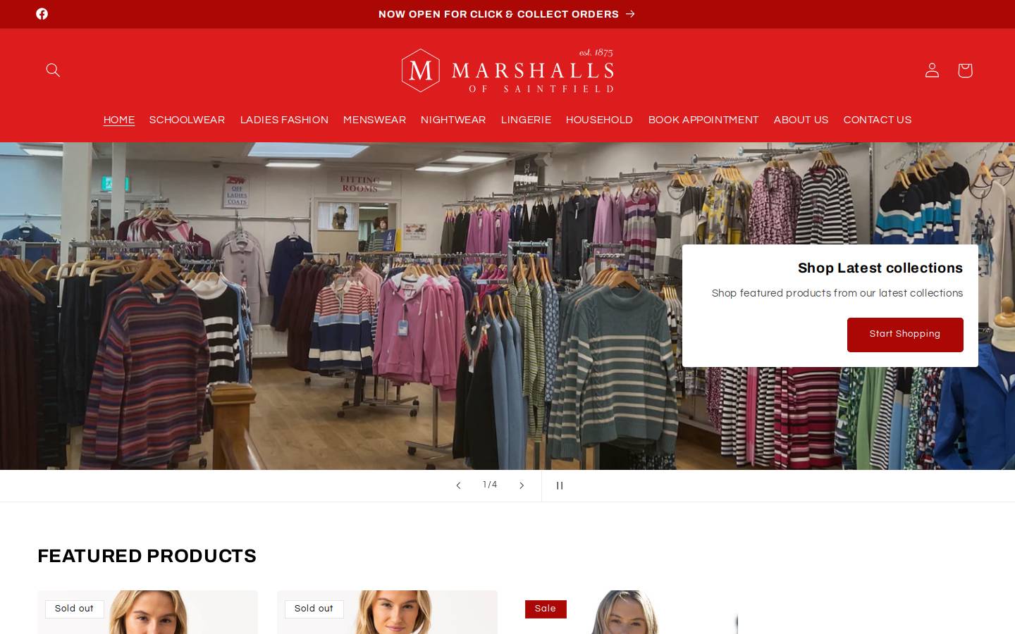 marshallsofsaintfield.com homepage screenshot