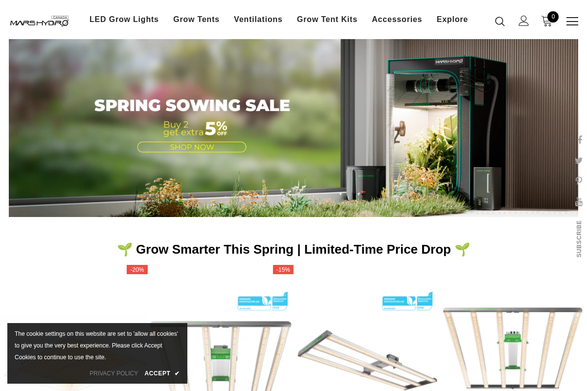 Mars Hydro CA homepage screenshot
