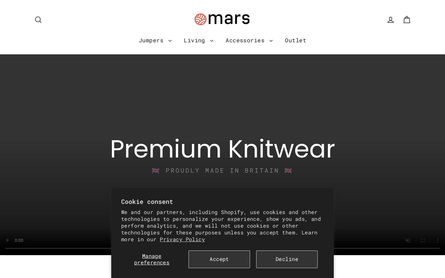 Mars Knitwear homepage screenshot