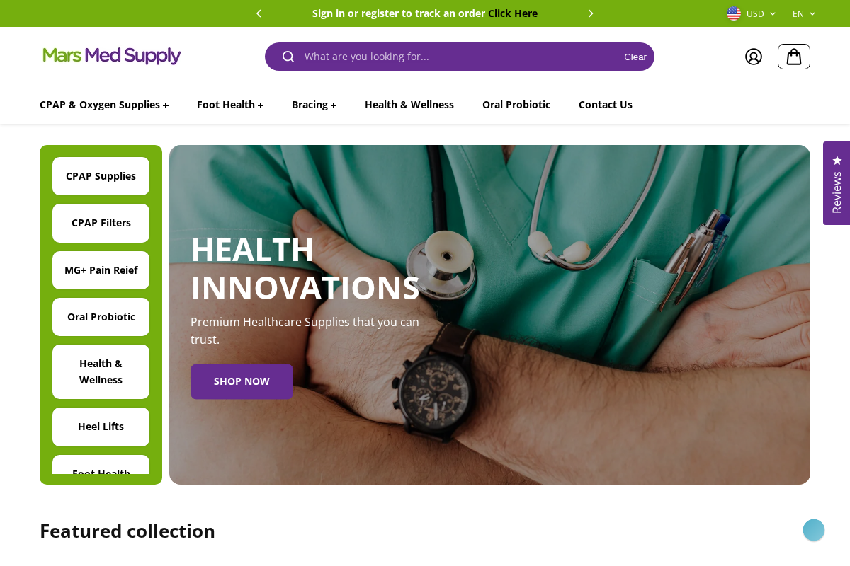 Mars Med Supply homepage screenshot