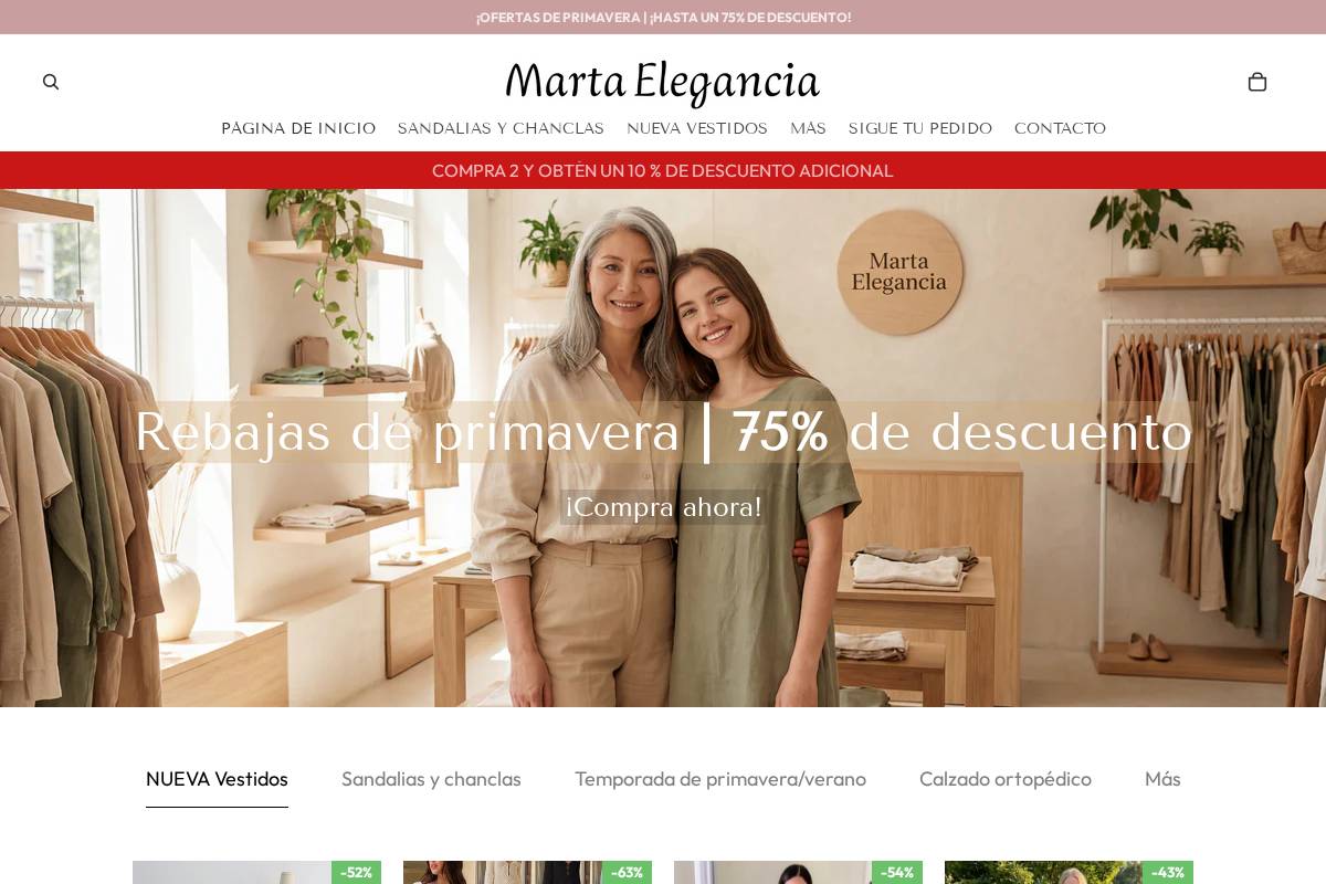 martaelegancia.com homepage screenshot