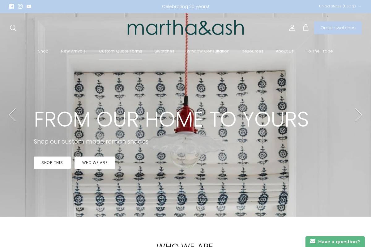 marthaandash.com homepage screenshot