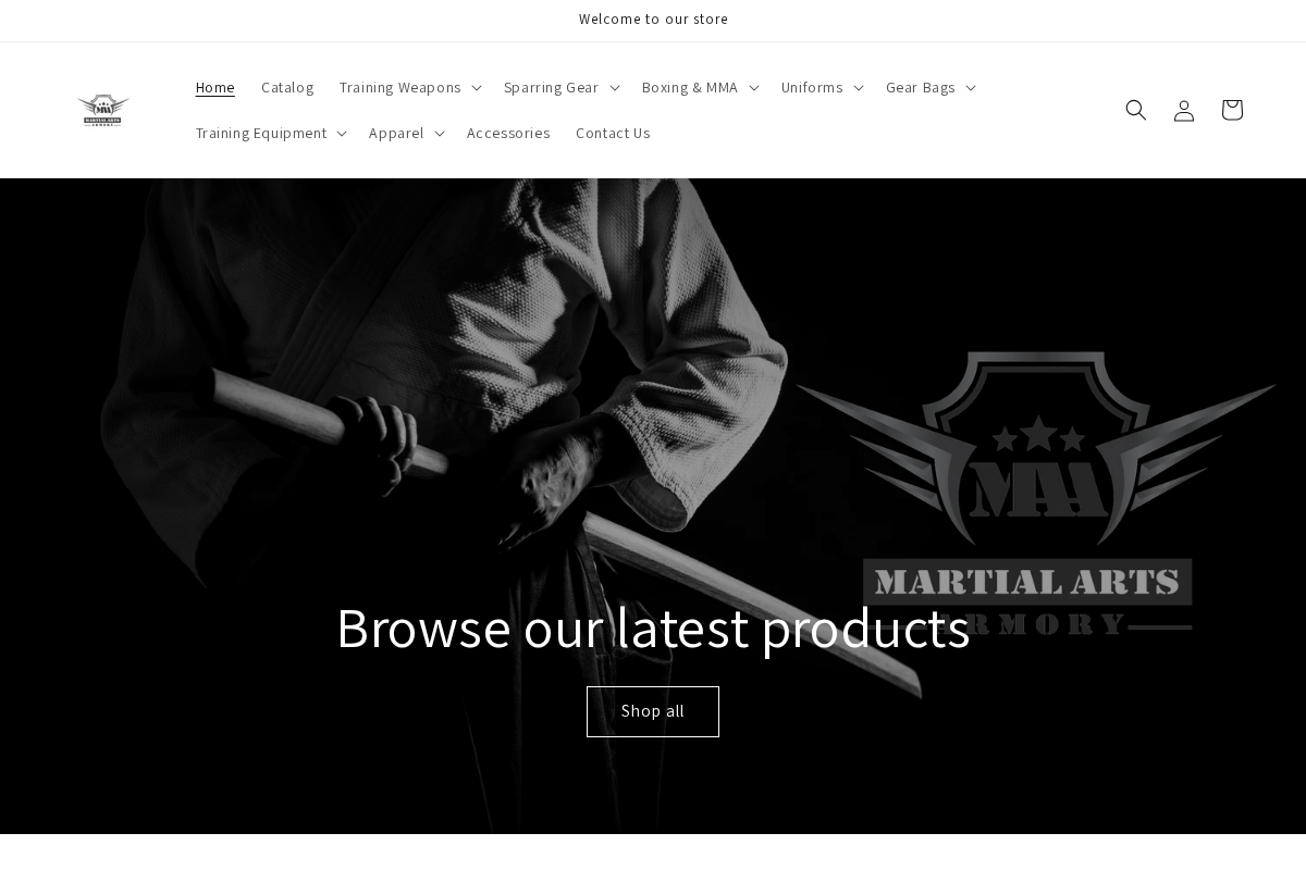 Martial Arts Armory homepage screenshot