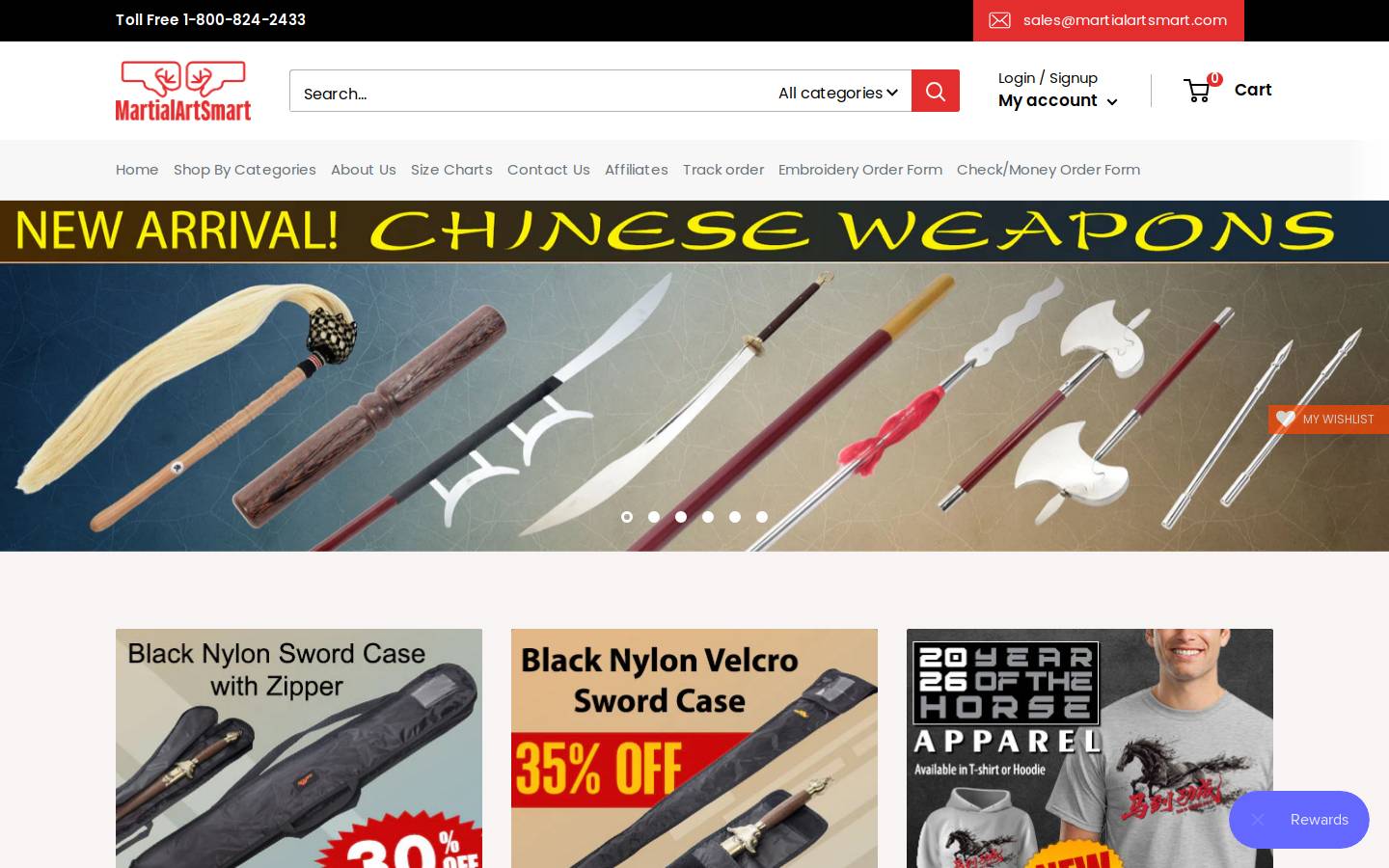 MartialArtsMart.com homepage screenshot