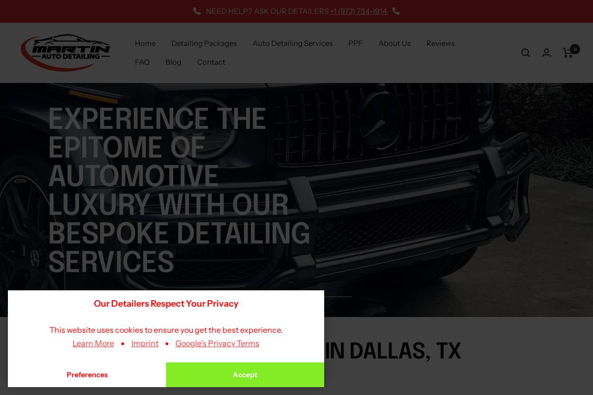 martinautodetailing.com homepage screenshot