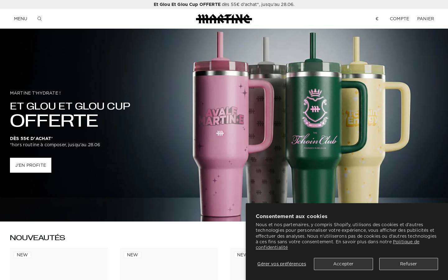Martinecosmetics homepage screenshot