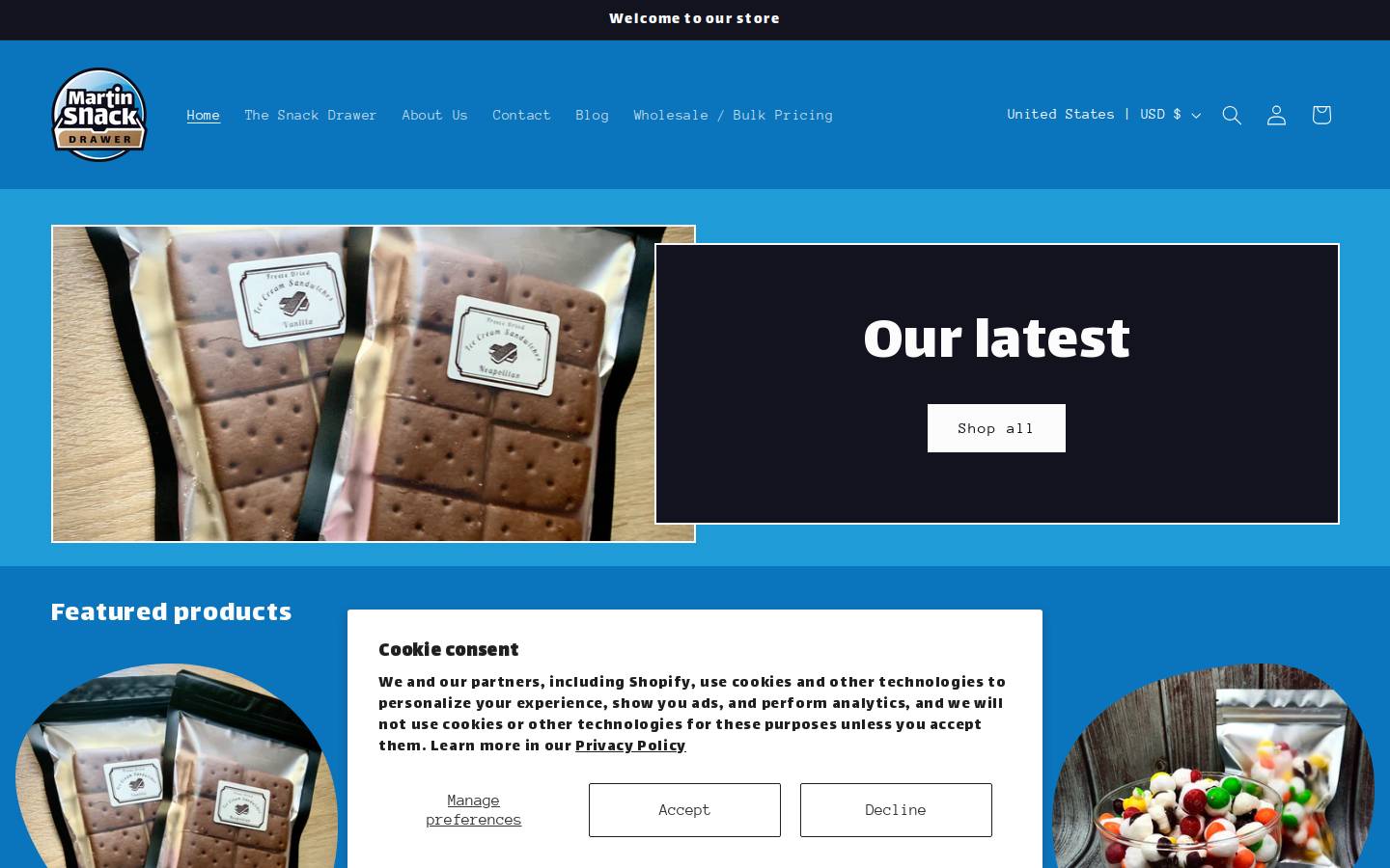 martinsnackdrawer.com homepage screenshot