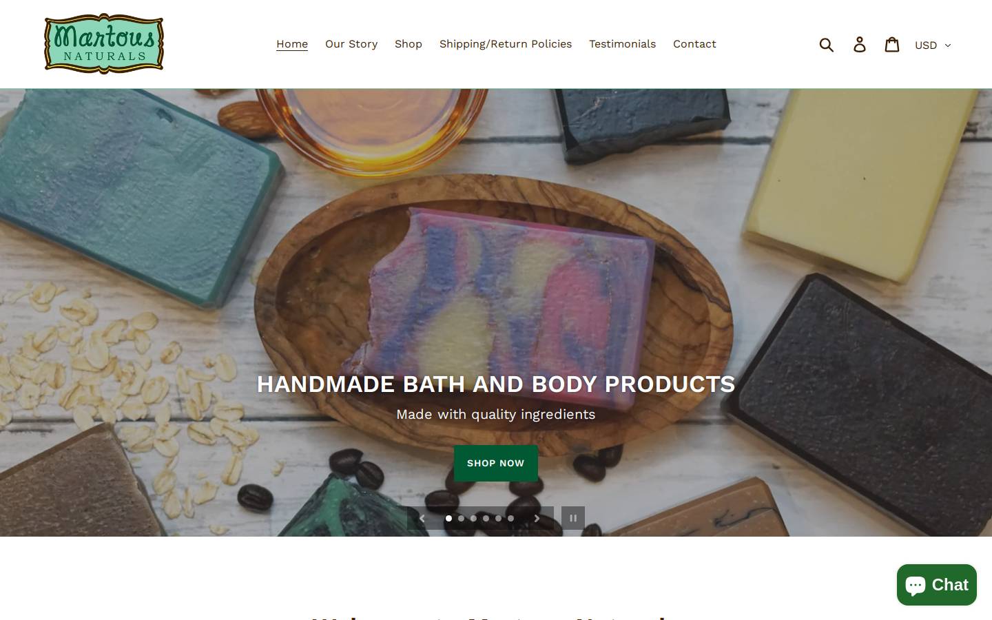 martousnaturals.com homepage screenshot