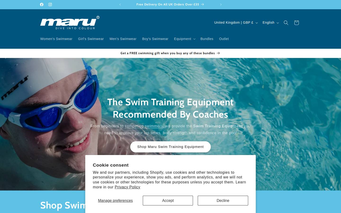 Maru Swimwear homepage screenshot