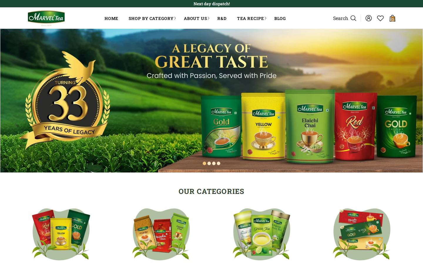 marveltea.com homepage screenshot