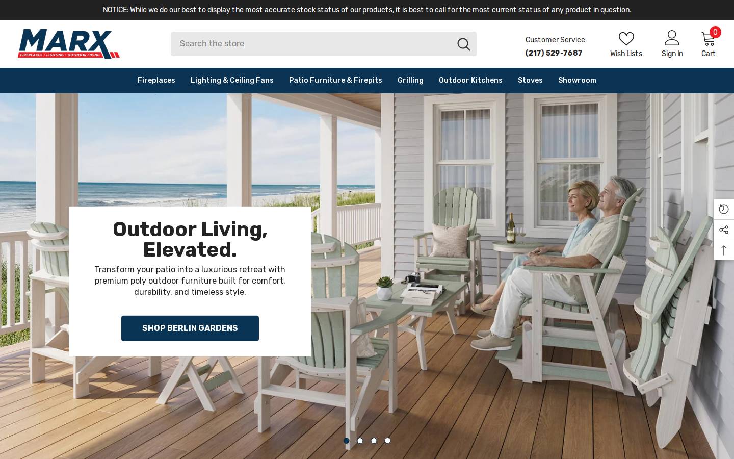 Marxfireplaces homepage screenshot