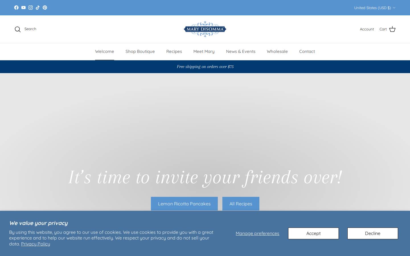 marydisomma.com homepage screenshot