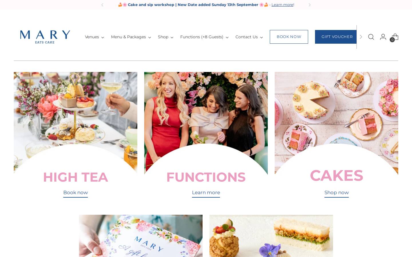 maryeatscake.com.au homepage screenshot