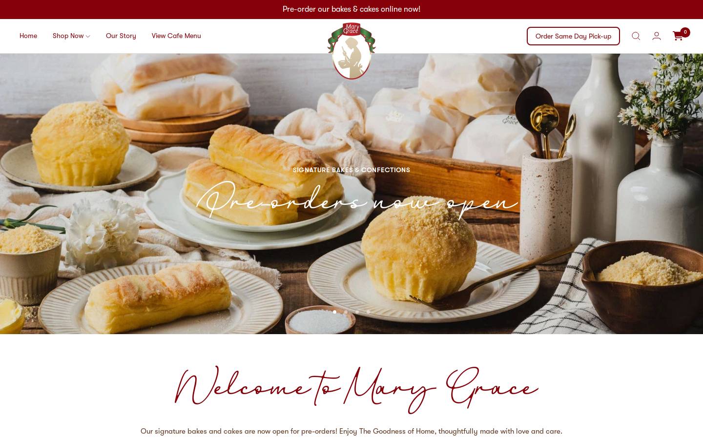 Cafe Mary Grace homepage screenshot