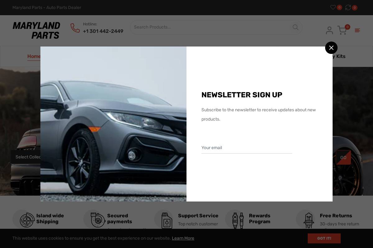 Maryland Parts homepage screenshot