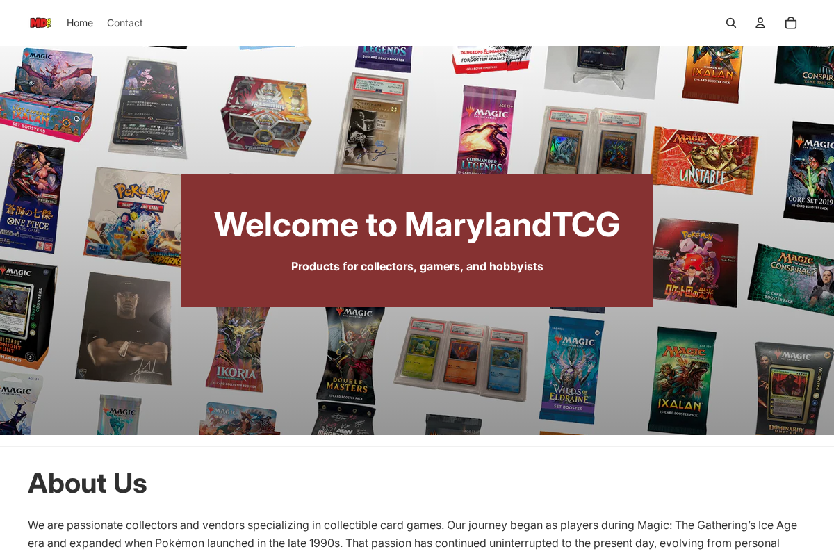 marylandtcg.com homepage screenshot