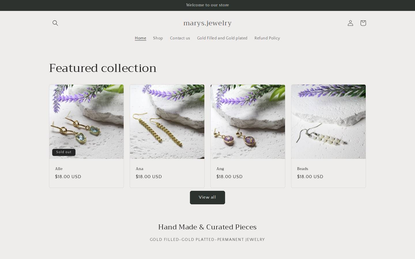 marys.jewelry homepage screenshot