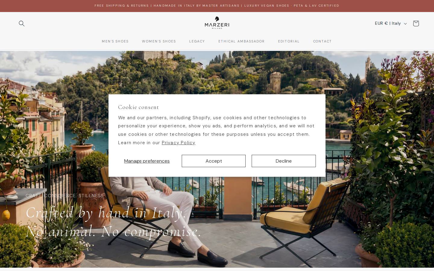 Marzeri Milano homepage screenshot