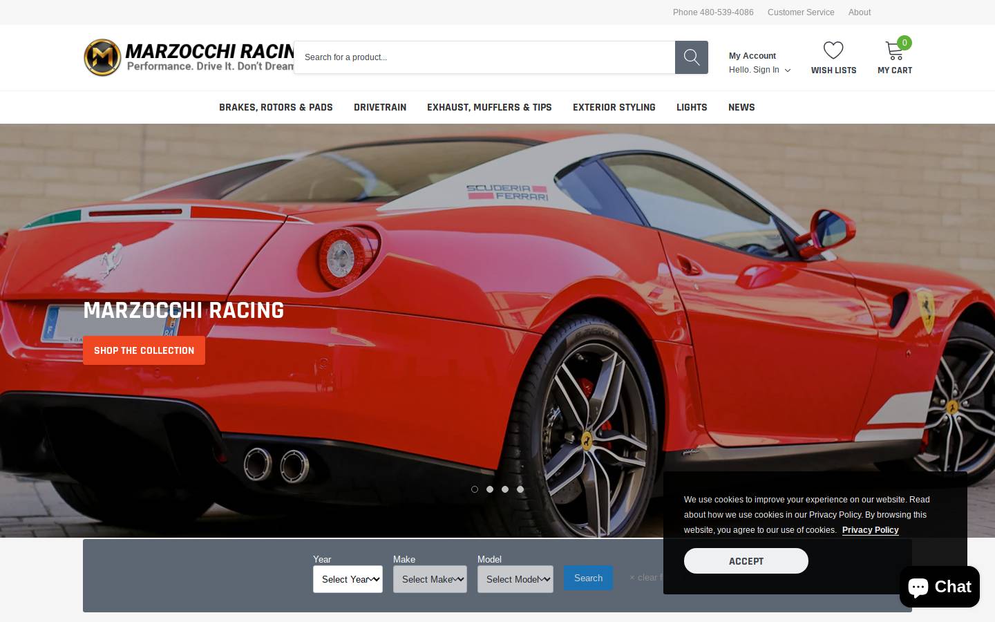 marzocchiracing.com homepage screenshot