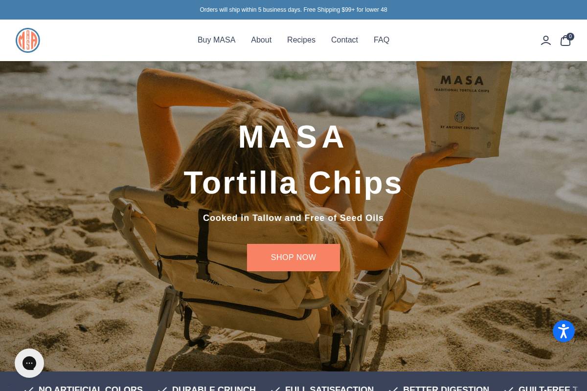 Masachips homepage screenshot