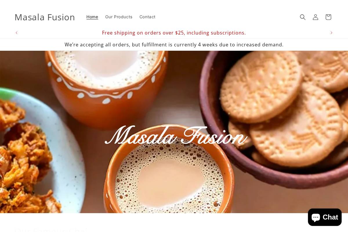Masala Fusion homepage screenshot