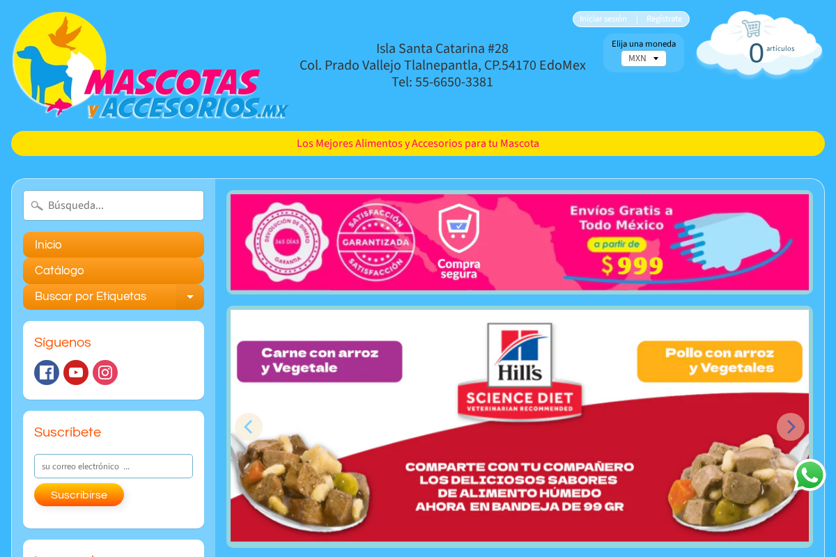 Mascotas y Accesorios Mx homepage screenshot