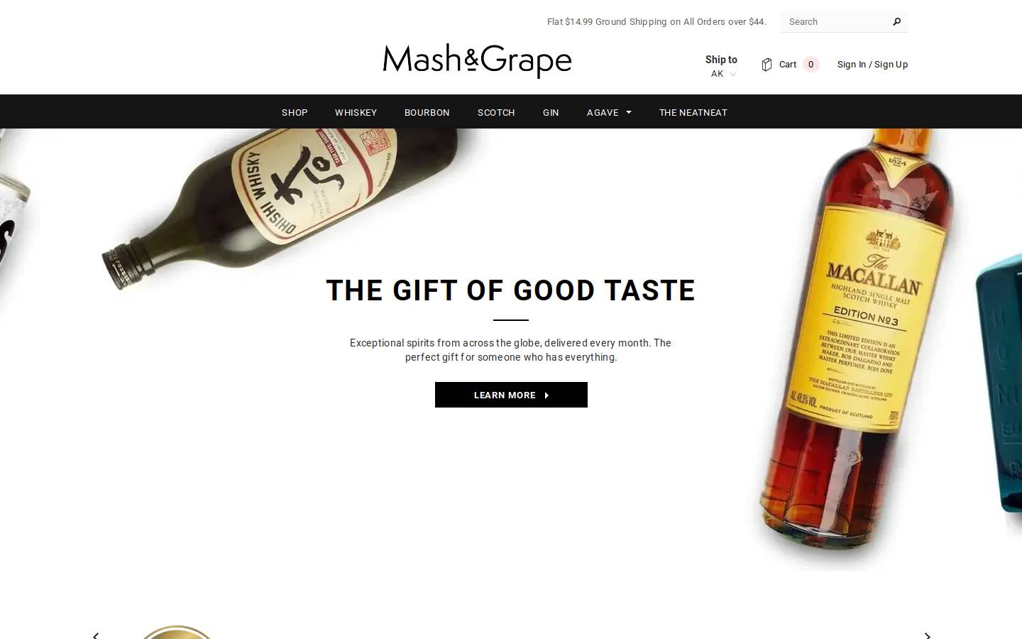 Mash & Grape homepage screenshot
