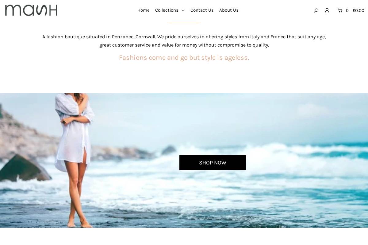 mashfashion.co.uk homepage screenshot