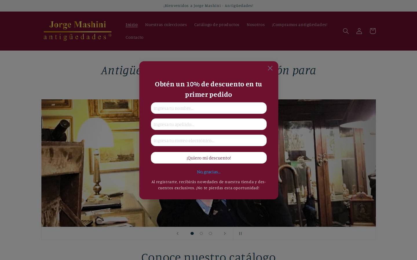 mashini-antiguedades.com homepage screenshot