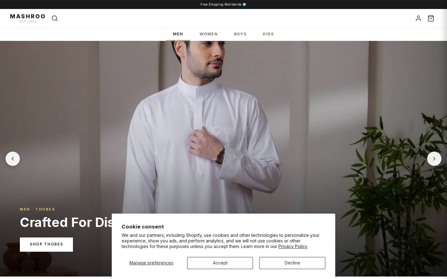 mashroostore.com homepage screenshot
