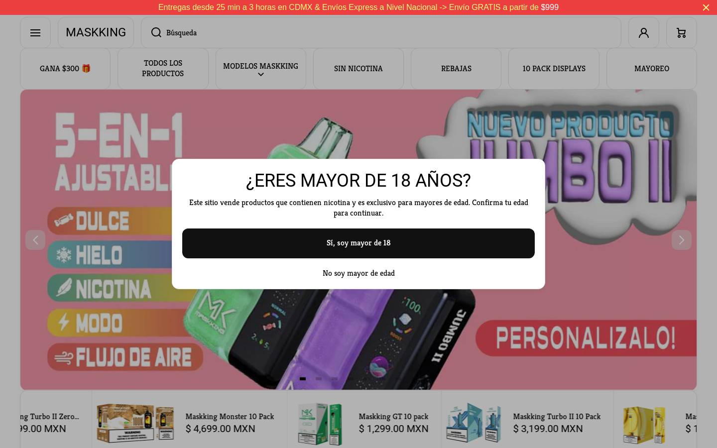 maskking.com homepage screenshot