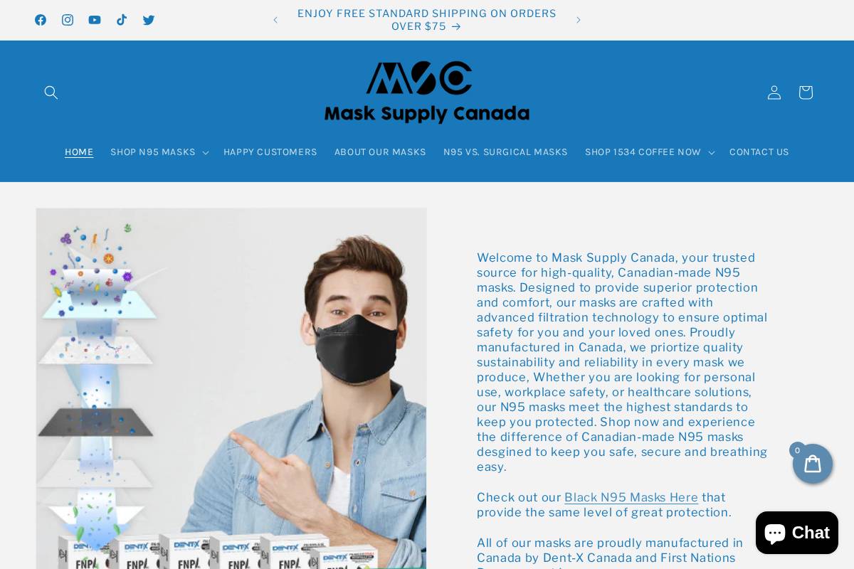 masksupplycanada.com homepage screenshot