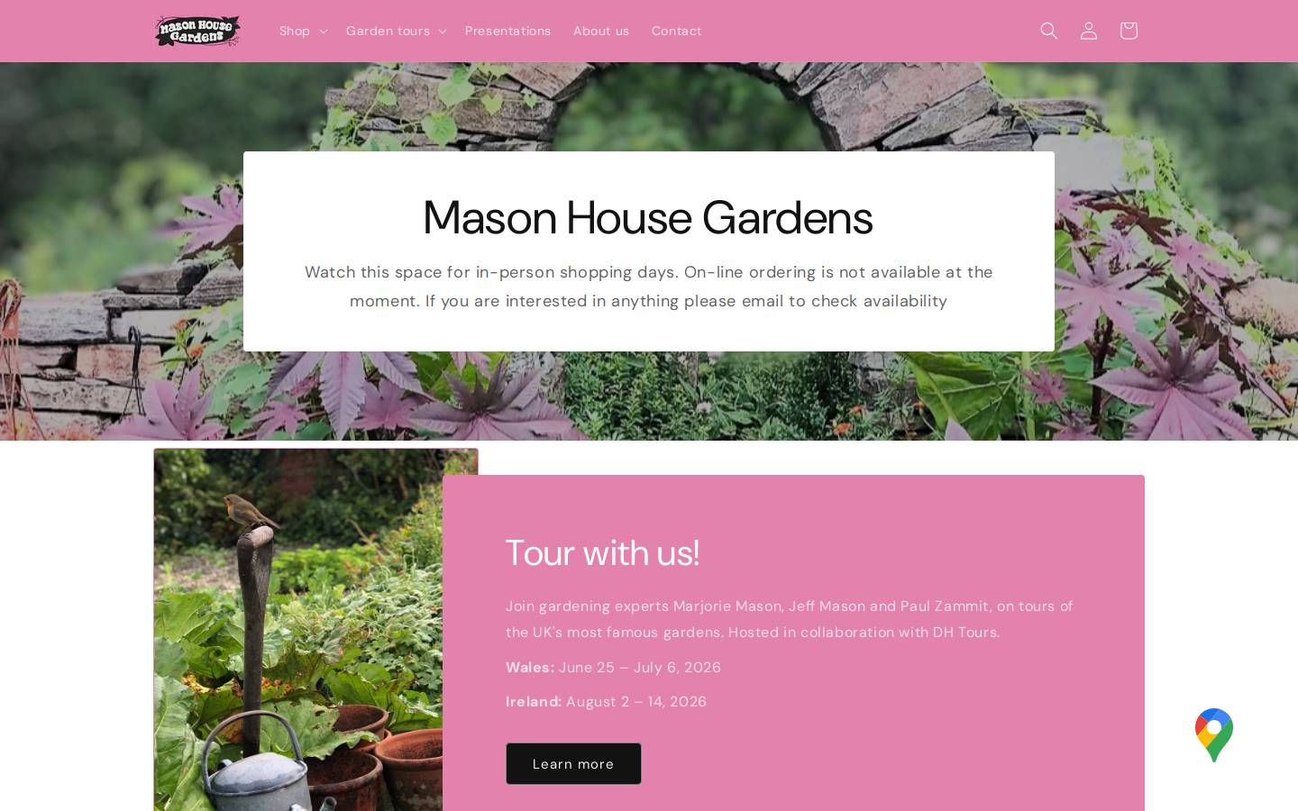 masonhousegardens.com homepage screenshot