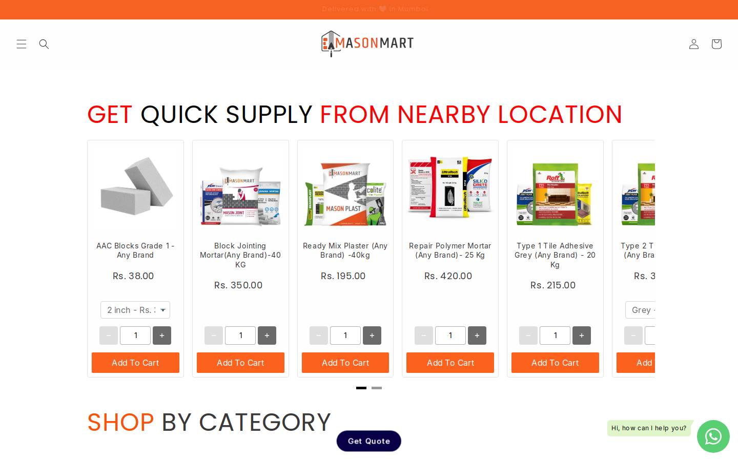 masonmart.in homepage screenshot