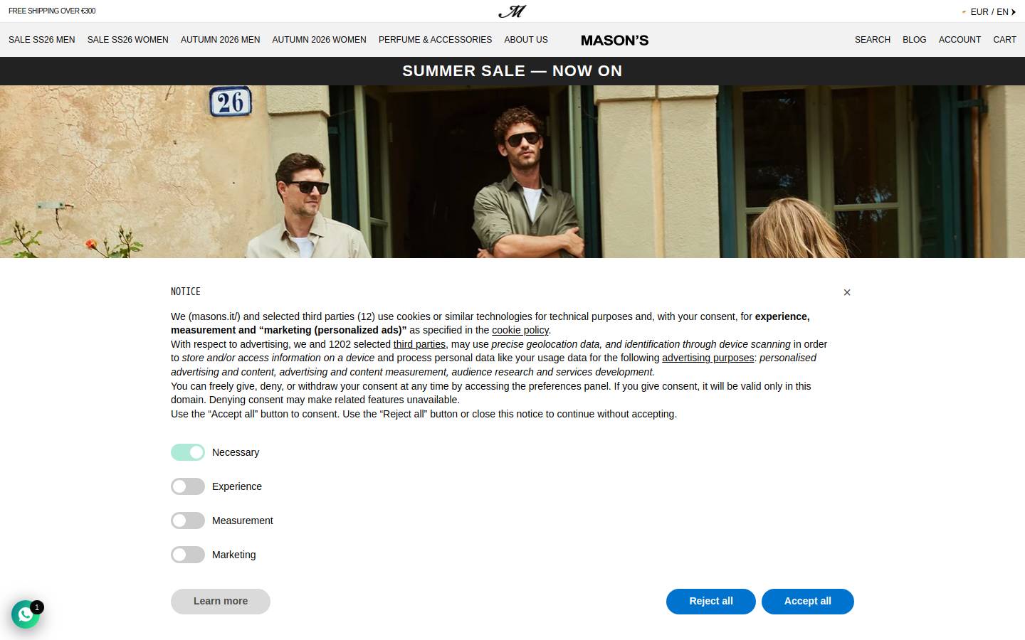 Mason's homepage screenshot