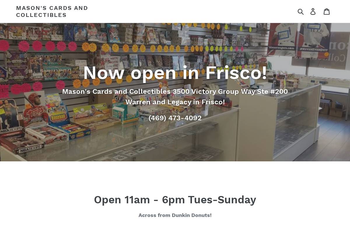 masonscardsfrisco.com homepage screenshot
