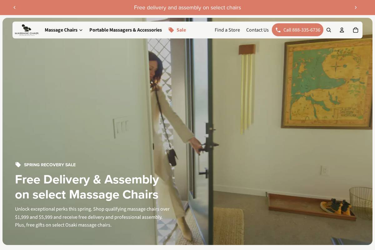 massagechairheadquarters.com homepage screenshot