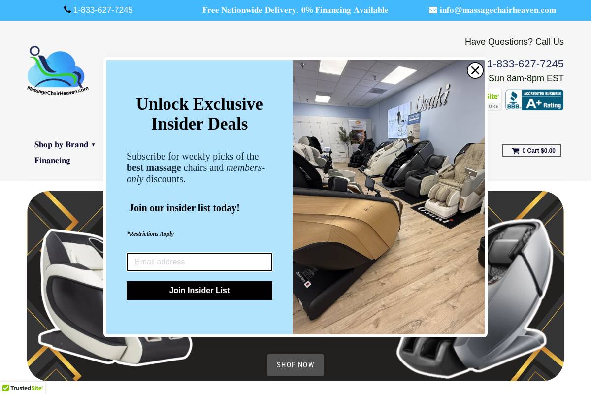 Massage Chair Heaven  homepage screenshot