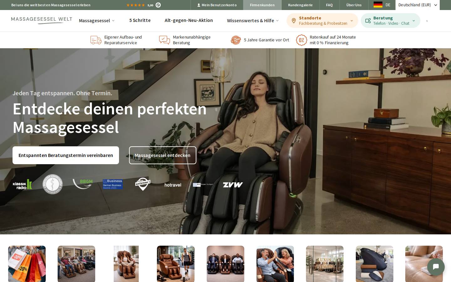 massagesesselwelt.de homepage screenshot